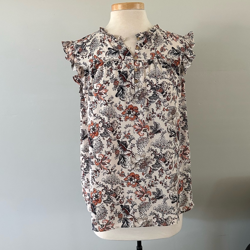 Floral Ruffle Sleeve Top